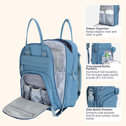 Extra Large Diaper Bag Backpack, Expandable Baby Bag with Up to 50% More Capacity - Travel Essentials Baby Bag Tote with Changing Pad, Stroller Straps & Pacifier Case - Unisex, Black