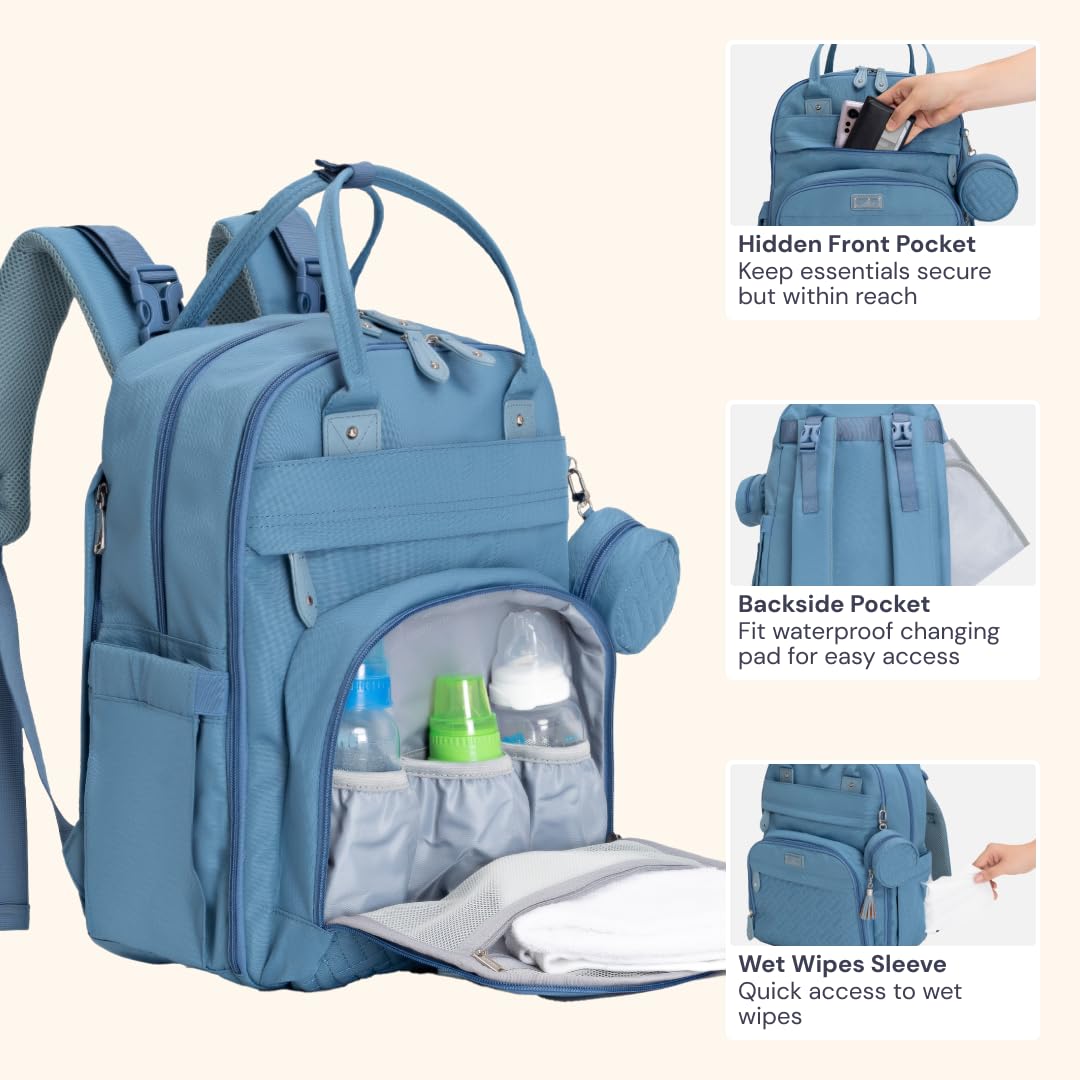 Extra Large Diaper Bag Backpack, Expandable Baby Bag with Up to 50% More Capacity - Travel Essentials Baby Bag Tote with Changing Pad, Stroller Straps & Pacifier Case - Unisex, Black