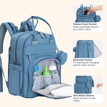 Extra Large Diaper Bag Backpack, Expandable Baby Bag with Up to 50% More Capacity - Travel Essentials Baby Bag Tote with Changing Pad, Stroller Straps & Pacifier Case - Unisex, Black
