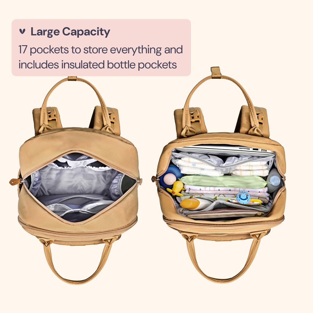 Extra Large Diaper Bag Backpack, Expandable Baby Bag with Up to 50% More Capacity - Travel Essentials Baby Bag Tote with Changing Pad, Stroller Straps & Pacifier Case - Unisex, Black