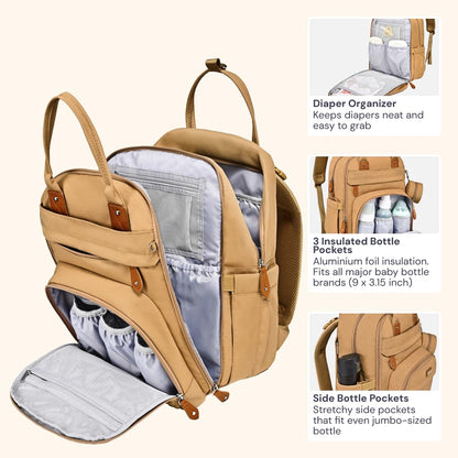 Extra Large Diaper Bag Backpack, Expandable Baby Bag with Up to 50% More Capacity - Travel Essentials Baby Bag Tote with Changing Pad, Stroller Straps & Pacifier Case - Unisex, Black