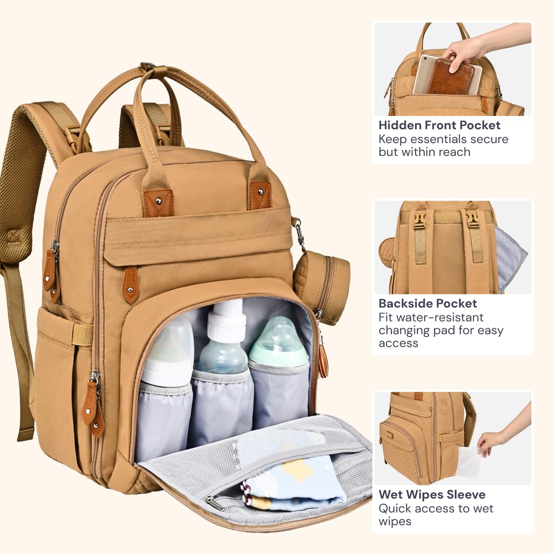 Extra Large Diaper Bag Backpack, Expandable Baby Bag with Up to 50% More Capacity - Travel Essentials Baby Bag Tote with Changing Pad, Stroller Straps & Pacifier Case - Unisex, Black