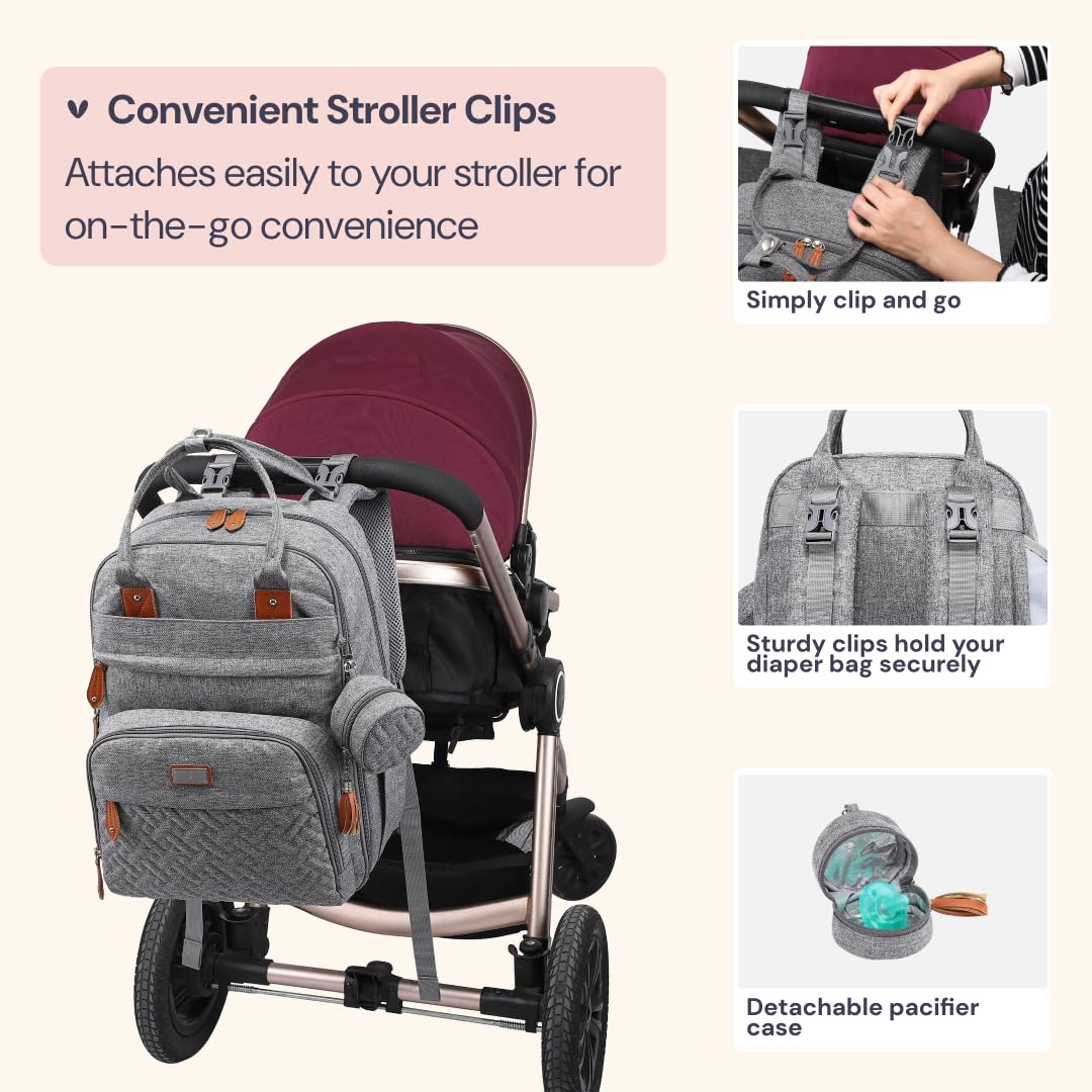 Extra Large Diaper Bag Backpack, Expandable Baby Bag with Up to 50% More Capacity - Travel Essentials Baby Bag Tote with Changing Pad, Stroller Straps & Pacifier Case - Unisex, Black