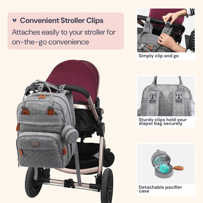 Extra Large Diaper Bag Backpack, Expandable Baby Bag with Up to 50% More Capacity - Travel Essentials Baby Bag Tote with Changing Pad, Stroller Straps & Pacifier Case - Unisex, Black