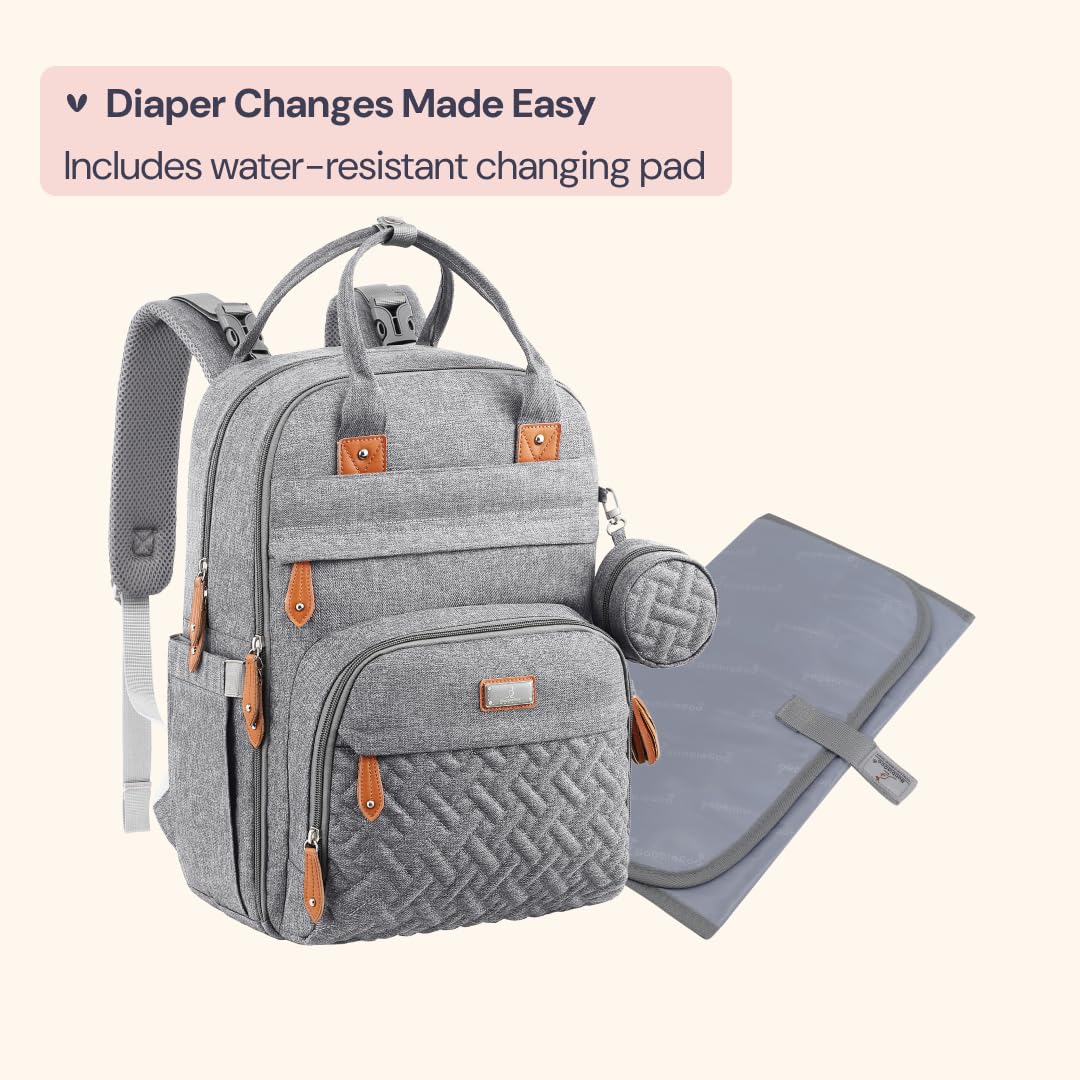 Extra Large Diaper Bag Backpack, Expandable Baby Bag with Up to 50% More Capacity - Travel Essentials Baby Bag Tote with Changing Pad, Stroller Straps & Pacifier Case - Unisex, Black