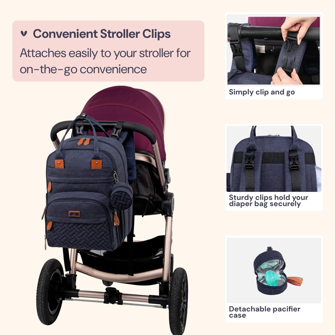 Extra Large Diaper Bag Backpack, Expandable Baby Bag with Up to 50% More Capacity - Travel Essentials Baby Bag Tote with Changing Pad, Stroller Straps & Pacifier Case - Unisex, Black