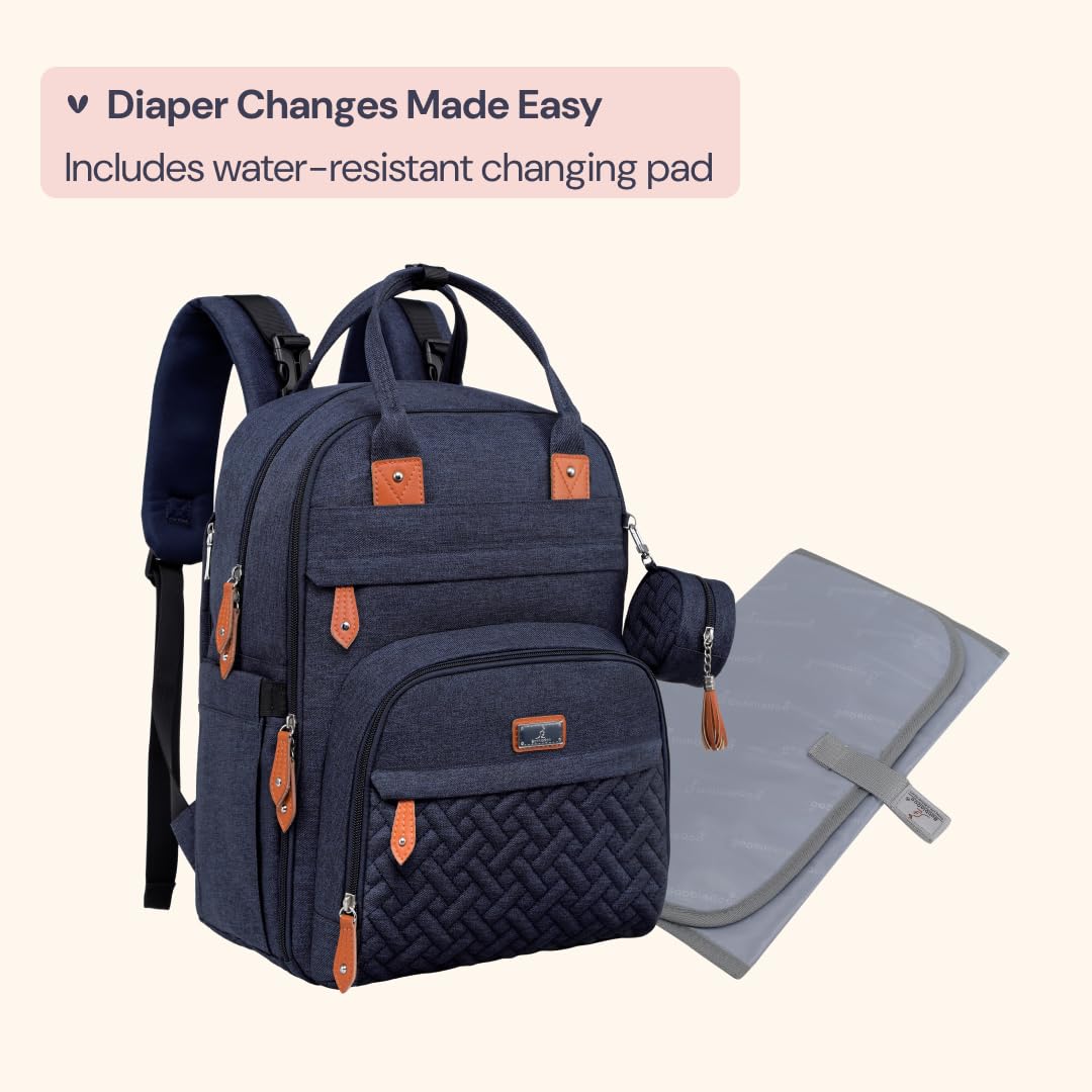 Extra Large Diaper Bag Backpack, Expandable Baby Bag with Up to 50% More Capacity - Travel Essentials Baby Bag Tote with Changing Pad, Stroller Straps & Pacifier Case - Unisex, Black