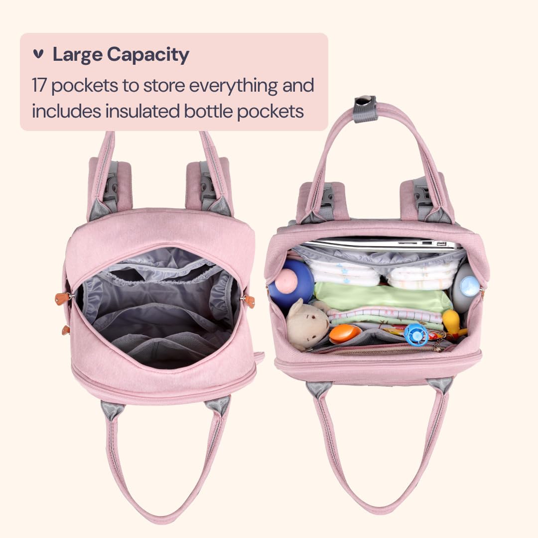 Extra Large Diaper Bag Backpack, Expandable Baby Bag with Up to 50% More Capacity - Travel Essentials Baby Bag Tote with Changing Pad, Stroller Straps & Pacifier Case - Unisex, Black