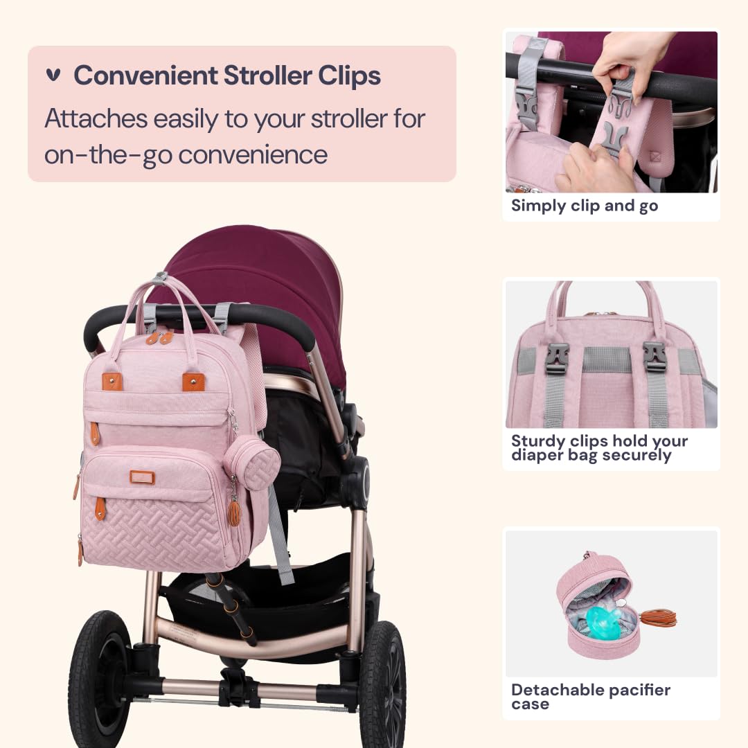 Extra Large Diaper Bag Backpack, Expandable Baby Bag with Up to 50% More Capacity - Travel Essentials Baby Bag Tote with Changing Pad, Stroller Straps & Pacifier Case - Unisex, Black