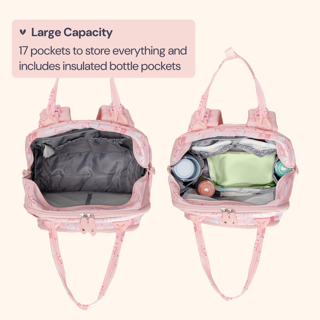 Extra Large Diaper Bag Backpack, Expandable Baby Bag with Up to 50% More Capacity - Travel Essentials Baby Bag Tote with Changing Pad, Stroller Straps & Pacifier Case - Unisex, Black