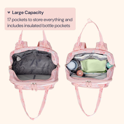 Extra Large Diaper Bag Backpack, Expandable Baby Bag with Up to 50% More Capacity - Travel Essentials Baby Bag Tote with Changing Pad, Stroller Straps & Pacifier Case - Unisex, Black