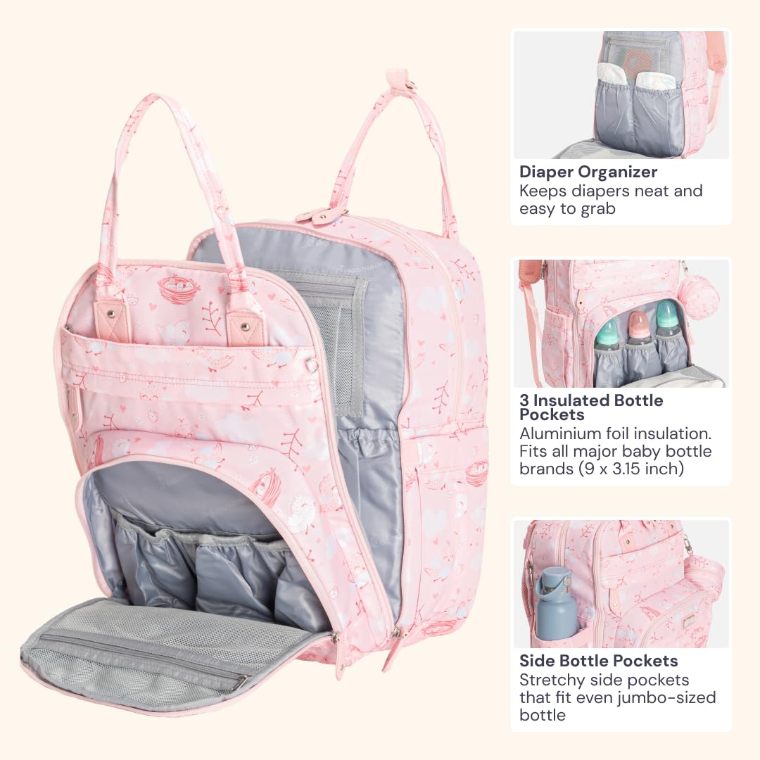 Extra Large Diaper Bag Backpack, Expandable Baby Bag with Up to 50% More Capacity - Travel Essentials Baby Bag Tote with Changing Pad, Stroller Straps & Pacifier Case - Unisex, Black