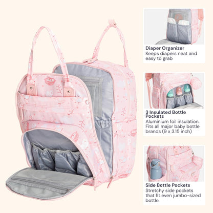 Extra Large Diaper Bag Backpack, Expandable Baby Bag with Up to 50% More Capacity - Travel Essentials Baby Bag Tote with Changing Pad, Stroller Straps & Pacifier Case - Unisex, Black