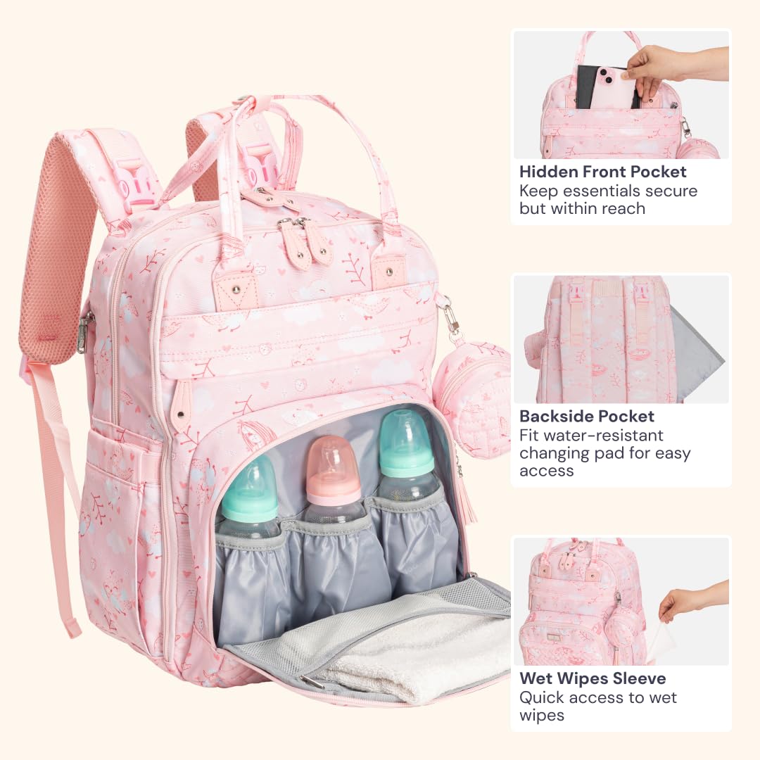 Extra Large Diaper Bag Backpack, Expandable Baby Bag with Up to 50% More Capacity - Travel Essentials Baby Bag Tote with Changing Pad, Stroller Straps & Pacifier Case - Unisex, Black