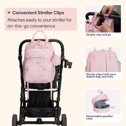 Extra Large Diaper Bag Backpack, Expandable Baby Bag with Up to 50% More Capacity - Travel Essentials Baby Bag Tote with Changing Pad, Stroller Straps & Pacifier Case - Unisex, Black