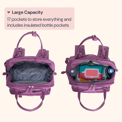 Extra Large Diaper Bag Backpack, Expandable Baby Bag with Up to 50% More Capacity - Travel Essentials Baby Bag Tote with Changing Pad, Stroller Straps & Pacifier Case - Unisex, Black