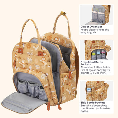 Extra Large Diaper Bag Backpack, Expandable Baby Bag with Up to 50% More Capacity - Travel Essentials Baby Bag Tote with Changing Pad, Stroller Straps & Pacifier Case - Unisex, Black
