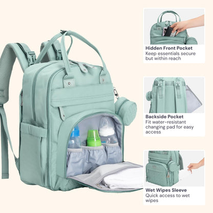 Extra Large Diaper Bag Backpack, Expandable Baby Bag with Up to 50% More Capacity - Travel Essentials Baby Bag Tote with Changing Pad, Stroller Straps & Pacifier Case - Unisex, Black