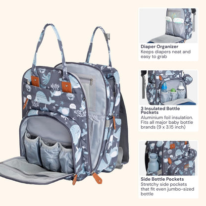 Extra Large Diaper Bag Backpack, Expandable Baby Bag with Up to 50% More Capacity - Travel Essentials Baby Bag Tote with Changing Pad, Stroller Straps & Pacifier Case - Unisex, Black