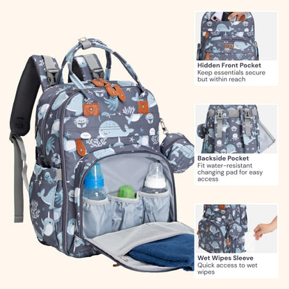 Extra Large Diaper Bag Backpack, Expandable Baby Bag with Up to 50% More Capacity - Travel Essentials Baby Bag Tote with Changing Pad, Stroller Straps & Pacifier Case - Unisex, Black