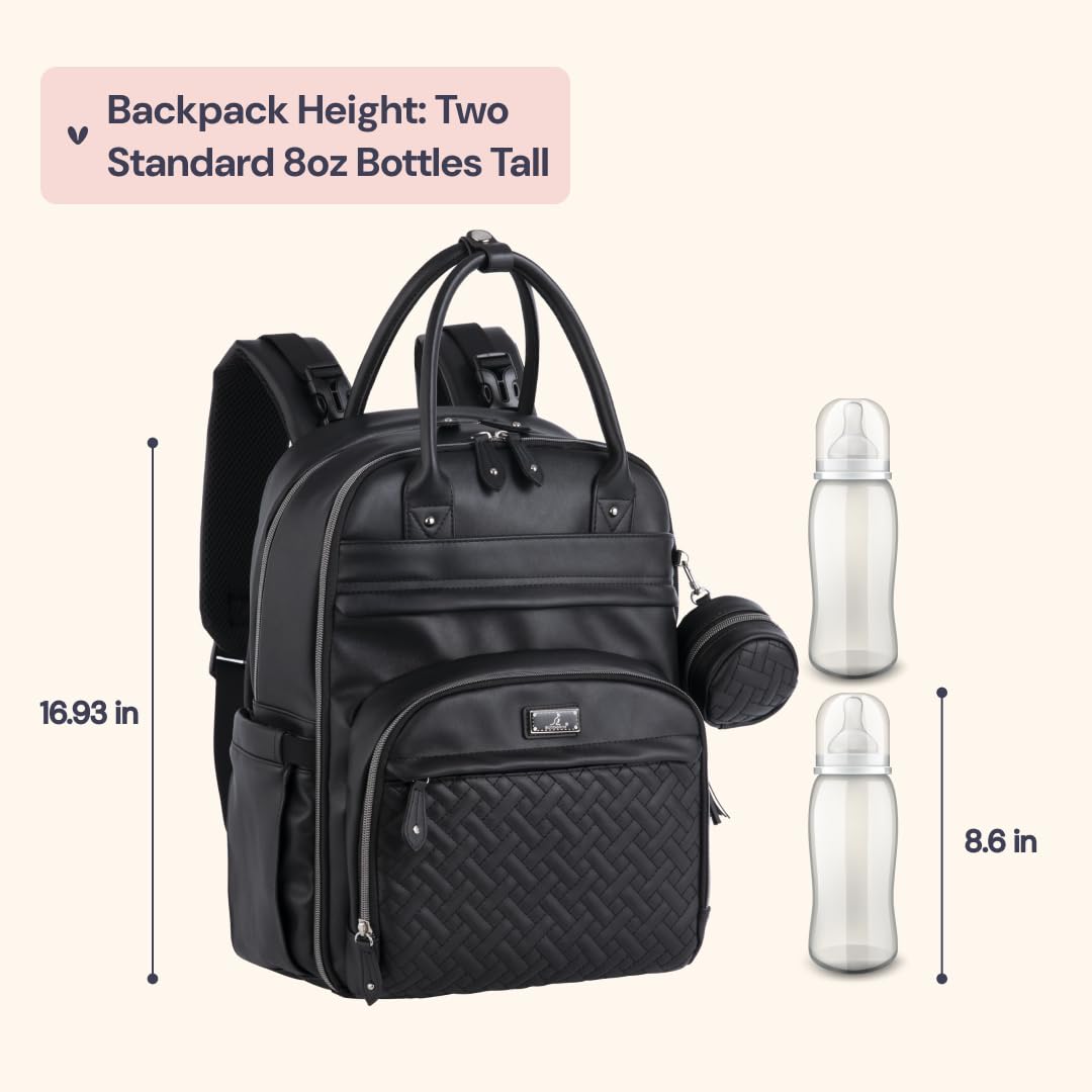 Extra Large Diaper Bag Backpack, Expandable Baby Bag with Up to 50% More Capacity - Travel Essentials Baby Bag Tote with Changing Pad, Stroller Straps & Pacifier Case - Unisex, Black
