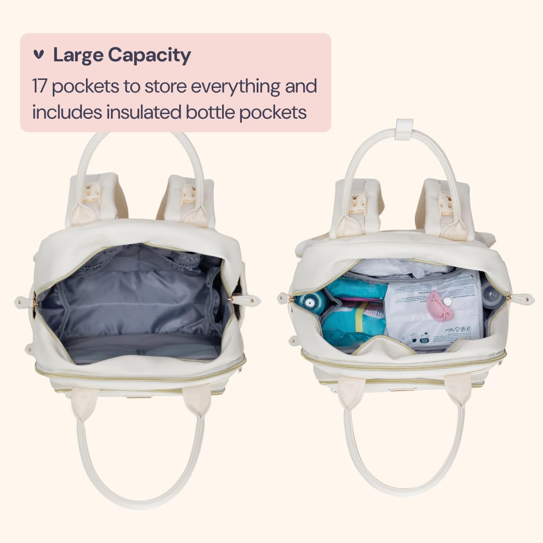 Extra Large Diaper Bag Backpack, Expandable Baby Bag with Up to 50% More Capacity - Travel Essentials Baby Bag Tote with Changing Pad, Stroller Straps & Pacifier Case - Unisex, Black
