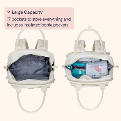 Extra Large Diaper Bag Backpack, Expandable Baby Bag with Up to 50% More Capacity - Travel Essentials Baby Bag Tote with Changing Pad, Stroller Straps & Pacifier Case - Unisex, Black