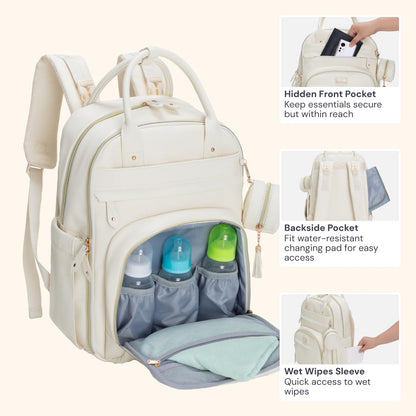 Extra Large Diaper Bag Backpack, Expandable Baby Bag with Up to 50% More Capacity - Travel Essentials Baby Bag Tote with Changing Pad, Stroller Straps & Pacifier Case - Unisex, Black