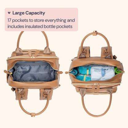 Extra Large Diaper Bag Backpack, Expandable Baby Bag with Up to 50% More Capacity - Travel Essentials Baby Bag Tote with Changing Pad, Stroller Straps & Pacifier Case - Unisex, Black