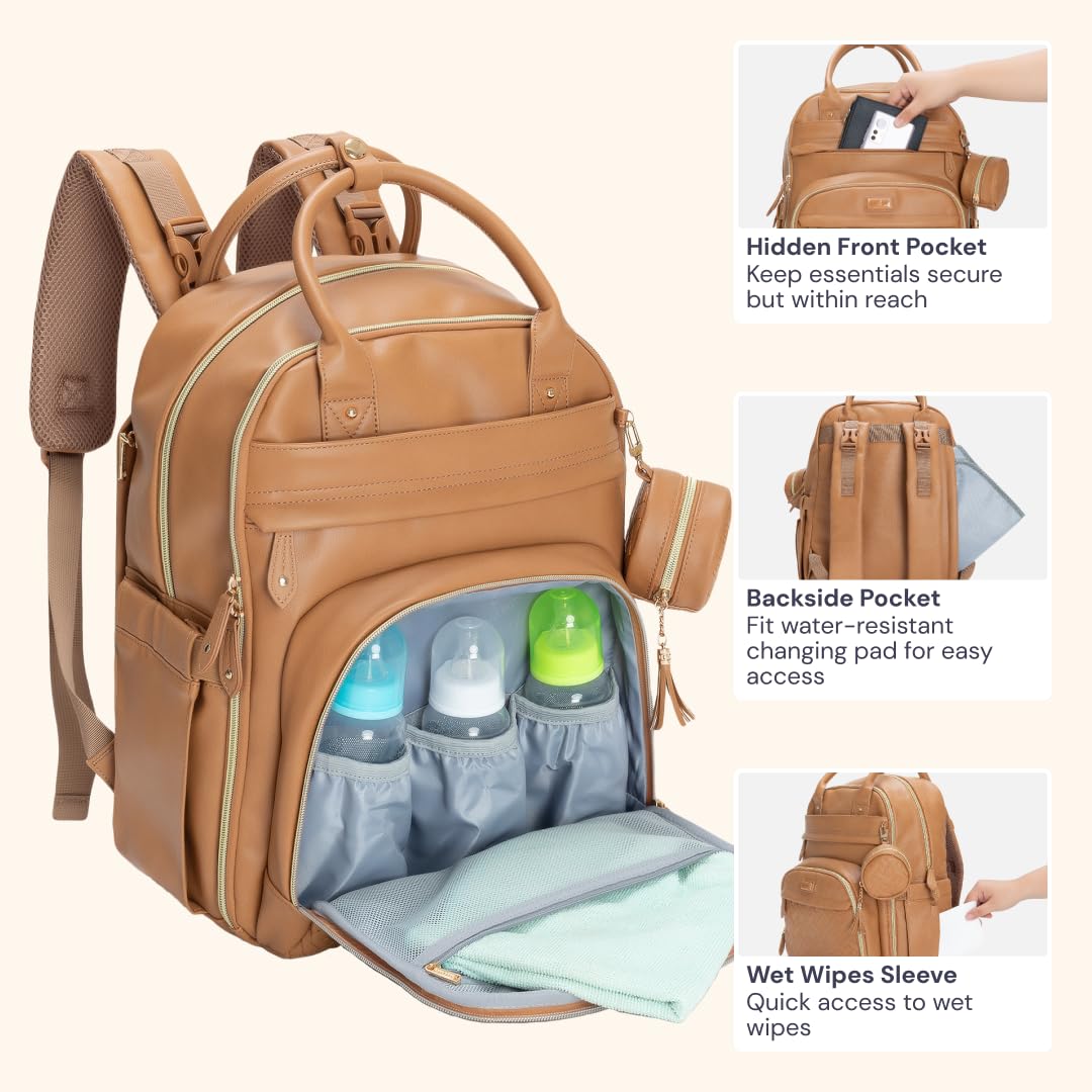 Extra Large Diaper Bag Backpack, Expandable Baby Bag with Up to 50% More Capacity - Travel Essentials Baby Bag Tote with Changing Pad, Stroller Straps & Pacifier Case - Unisex, Black