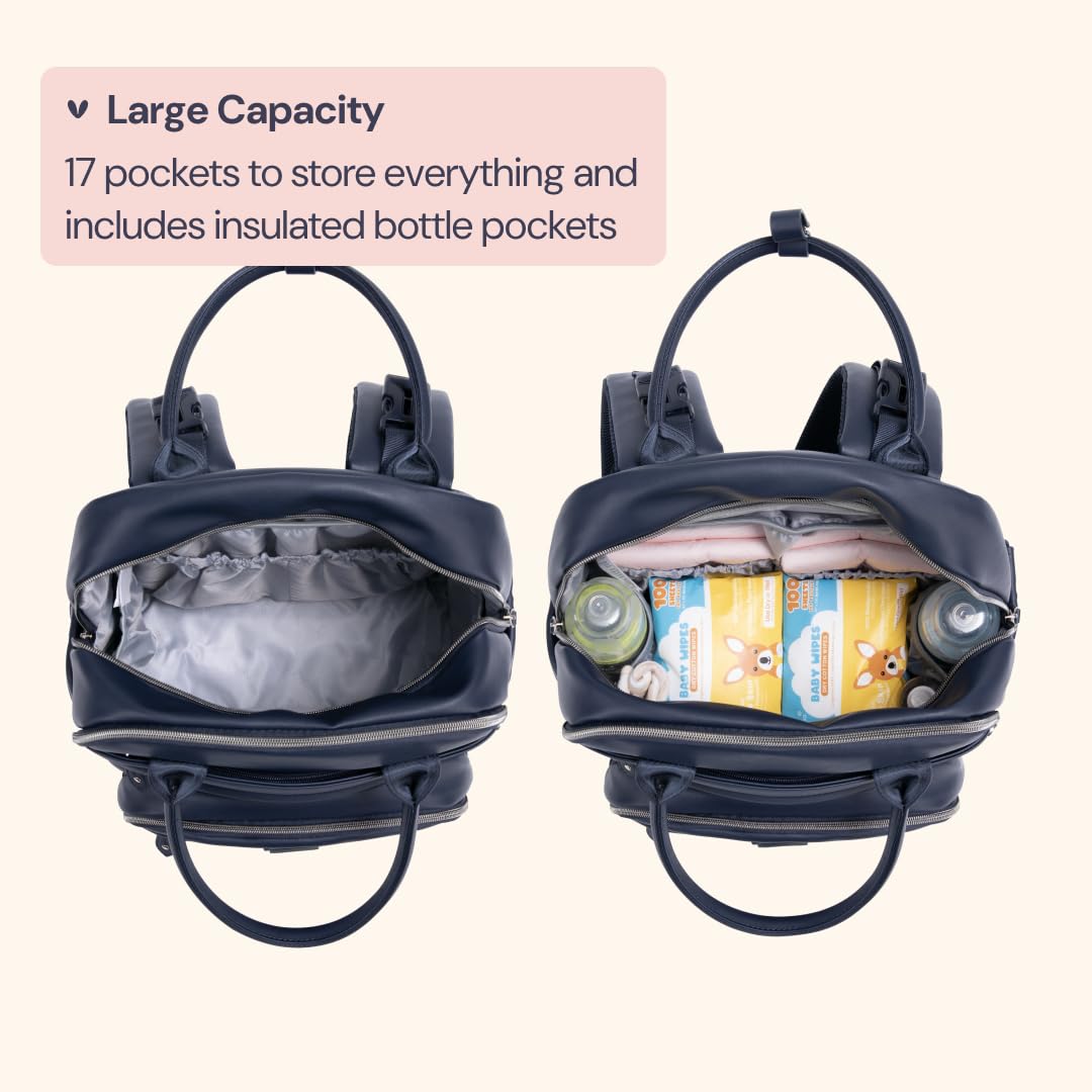 Extra Large Diaper Bag Backpack, Expandable Baby Bag with Up to 50% More Capacity - Travel Essentials Baby Bag Tote with Changing Pad, Stroller Straps & Pacifier Case - Unisex, Black