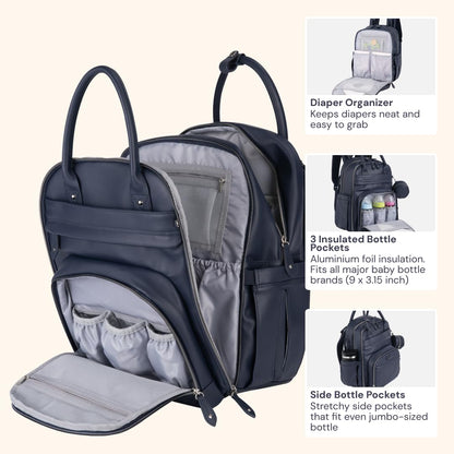 Extra Large Diaper Bag Backpack, Expandable Baby Bag with Up to 50% More Capacity - Travel Essentials Baby Bag Tote with Changing Pad, Stroller Straps & Pacifier Case - Unisex, Black