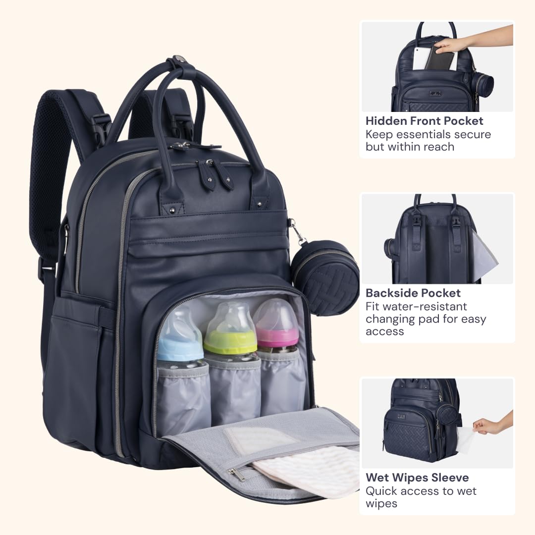 Extra Large Diaper Bag Backpack, Expandable Baby Bag with Up to 50% More Capacity - Travel Essentials Baby Bag Tote with Changing Pad, Stroller Straps & Pacifier Case - Unisex, Black