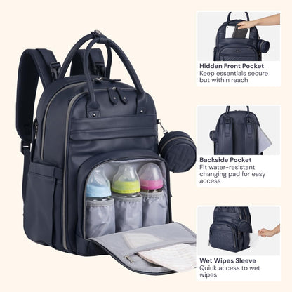 Extra Large Diaper Bag Backpack, Expandable Baby Bag with Up to 50% More Capacity - Travel Essentials Baby Bag Tote with Changing Pad, Stroller Straps & Pacifier Case - Unisex, Black