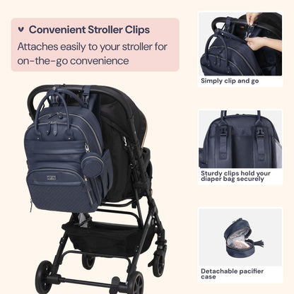 Extra Large Diaper Bag Backpack, Expandable Baby Bag with Up to 50% More Capacity - Travel Essentials Baby Bag Tote with Changing Pad, Stroller Straps & Pacifier Case - Unisex, Black