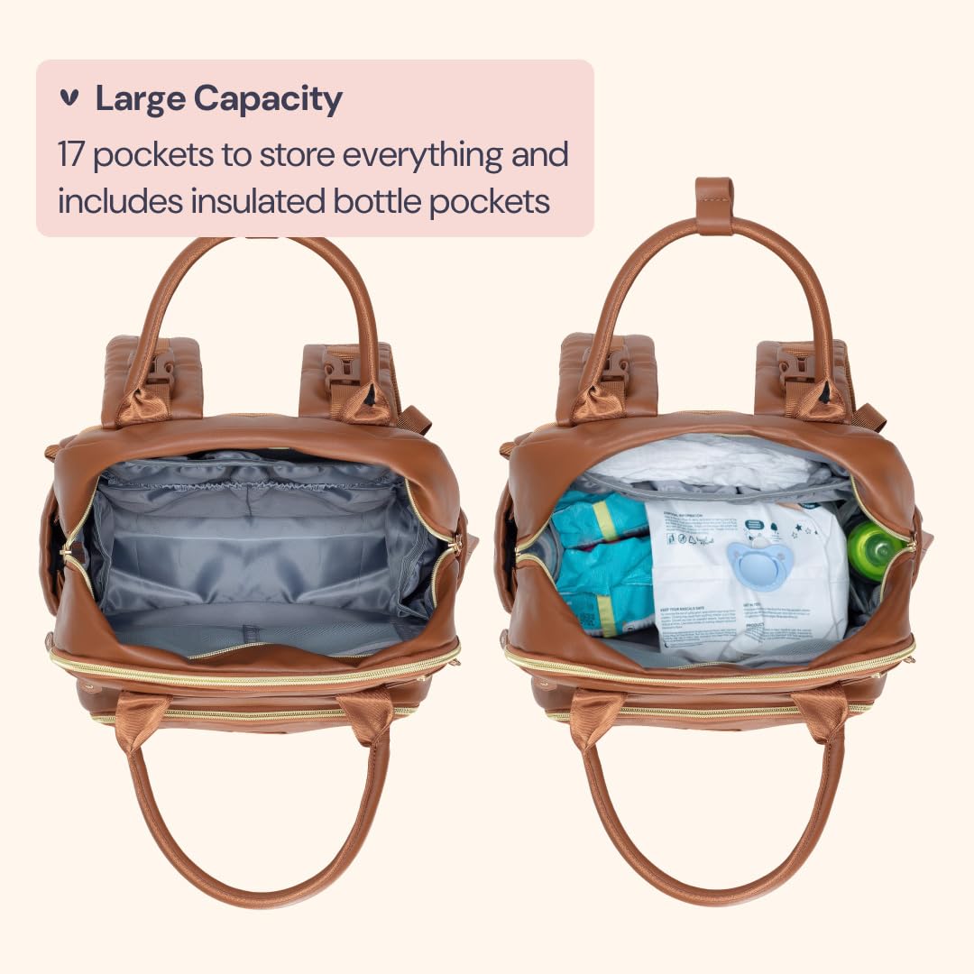 Extra Large Diaper Bag Backpack, Expandable Baby Bag with Up to 50% More Capacity - Travel Essentials Baby Bag Tote with Changing Pad, Stroller Straps & Pacifier Case - Unisex, Black