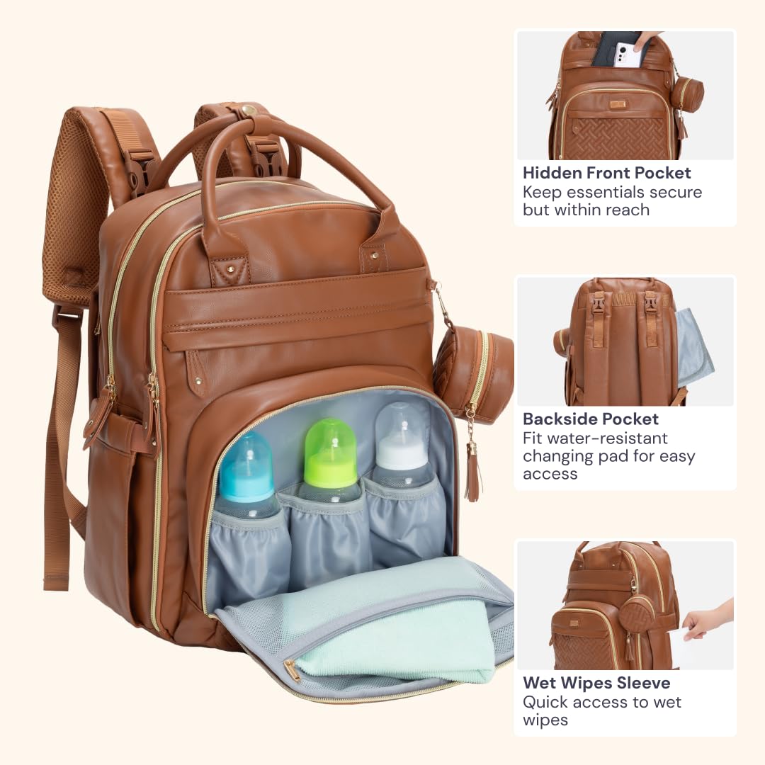 Extra Large Diaper Bag Backpack, Expandable Baby Bag with Up to 50% More Capacity - Travel Essentials Baby Bag Tote with Changing Pad, Stroller Straps & Pacifier Case - Unisex, Black