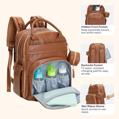 Extra Large Diaper Bag Backpack, Expandable Baby Bag with Up to 50% More Capacity - Travel Essentials Baby Bag Tote with Changing Pad, Stroller Straps & Pacifier Case - Unisex, Black