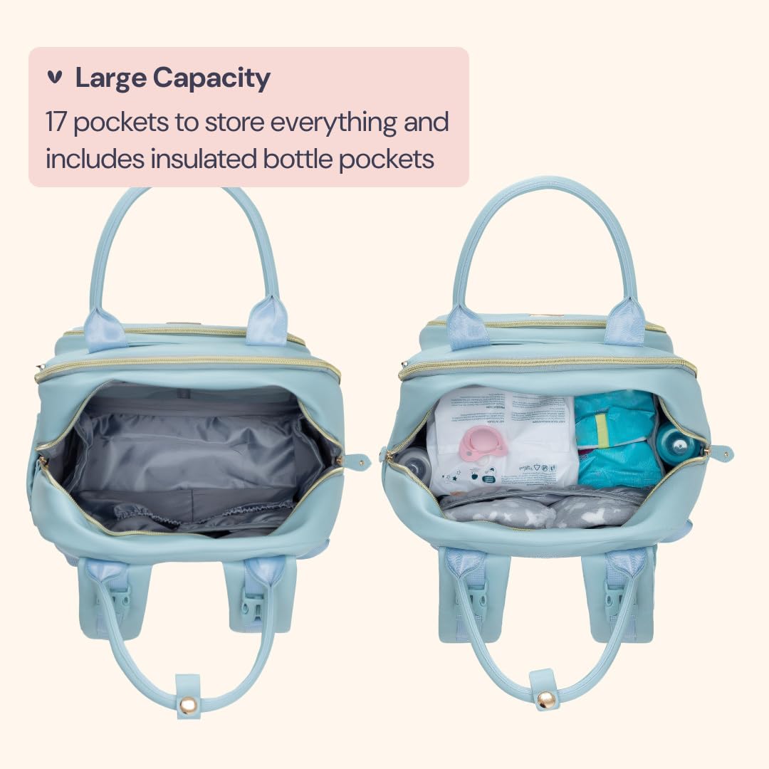 Extra Large Diaper Bag Backpack, Expandable Baby Bag with Up to 50% More Capacity - Travel Essentials Baby Bag Tote with Changing Pad, Stroller Straps & Pacifier Case - Unisex, Black
