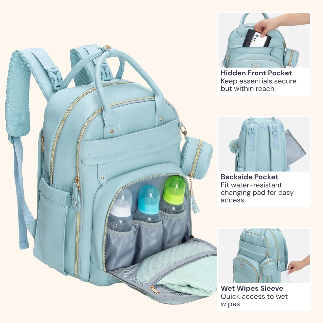 Extra Large Diaper Bag Backpack, Expandable Baby Bag with Up to 50% More Capacity - Travel Essentials Baby Bag Tote with Changing Pad, Stroller Straps & Pacifier Case - Unisex, Black