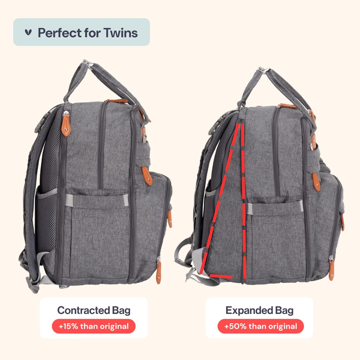 Extra Large Diaper Bag Backpack, Expandable Baby Bag with Up to 50% More Capacity - Travel Essentials Baby Bag Tote with Changing Pad, Stroller Straps & Pacifier Case - Unisex, Black