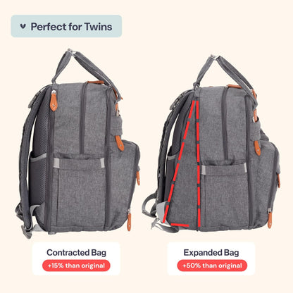 Extra Large Diaper Bag Backpack, Expandable Baby Bag with Up to 50% More Capacity - Travel Essentials Baby Bag Tote with Changing Pad, Stroller Straps & Pacifier Case - Unisex, Black