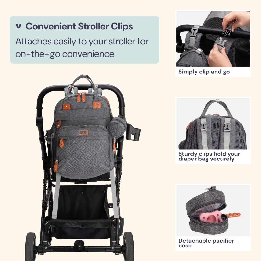 Extra Large Diaper Bag Backpack, Expandable Baby Bag with Up to 50% More Capacity - Travel Essentials Baby Bag Tote with Changing Pad, Stroller Straps & Pacifier Case - Unisex, Black