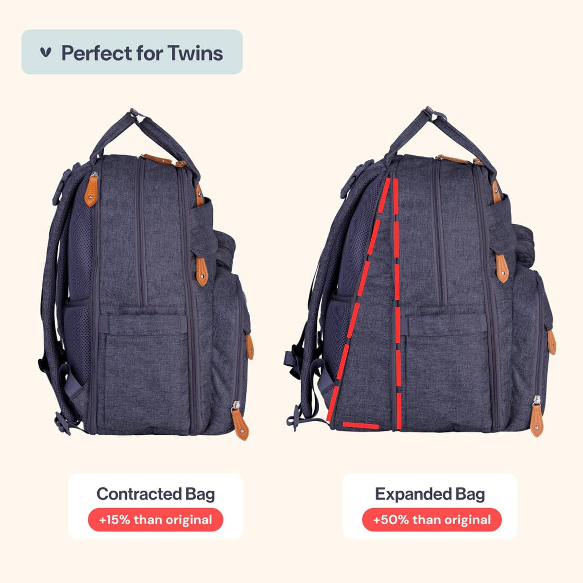 Extra Large Diaper Bag Backpack, Expandable Baby Bag with Up to 50% More Capacity - Travel Essentials Baby Bag Tote with Changing Pad, Stroller Straps & Pacifier Case - Unisex, Black
