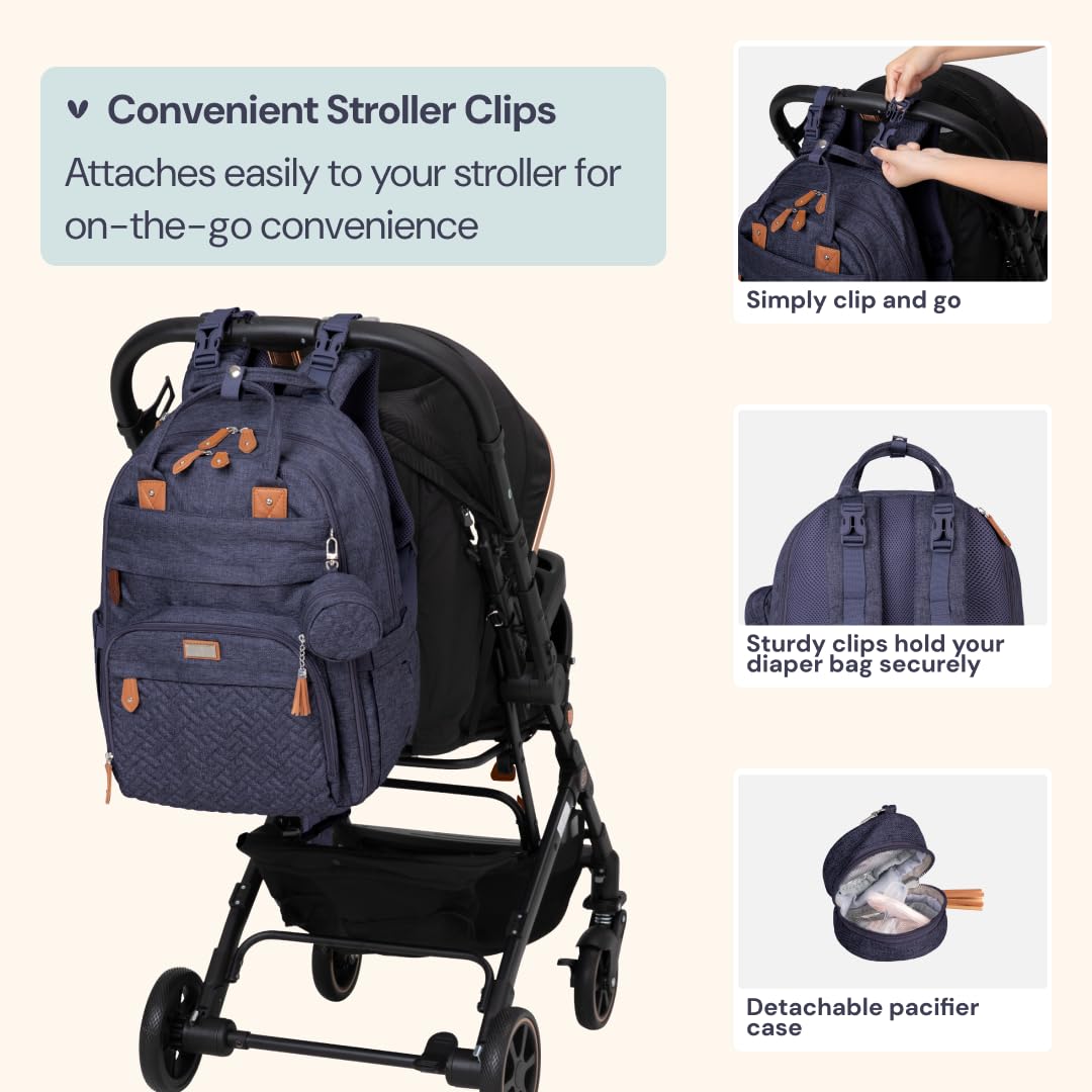 Extra Large Diaper Bag Backpack, Expandable Baby Bag with Up to 50% More Capacity - Travel Essentials Baby Bag Tote with Changing Pad, Stroller Straps & Pacifier Case - Unisex, Black