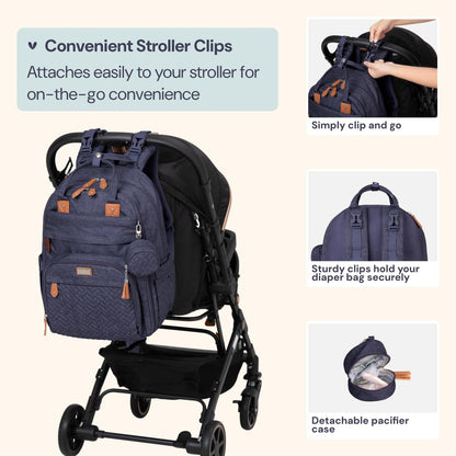 Extra Large Diaper Bag Backpack, Expandable Baby Bag with Up to 50% More Capacity - Travel Essentials Baby Bag Tote with Changing Pad, Stroller Straps & Pacifier Case - Unisex, Black