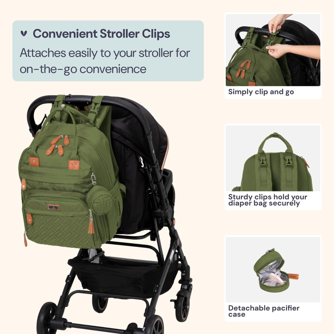 Extra Large Diaper Bag Backpack, Expandable Baby Bag with Up to 50% More Capacity - Travel Essentials Baby Bag Tote with Changing Pad, Stroller Straps & Pacifier Case - Unisex, Black