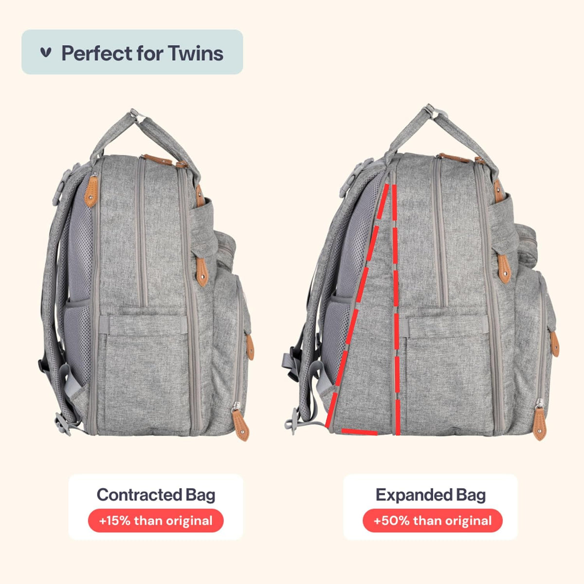 Extra Large Diaper Bag Backpack, Expandable Baby Bag with Up to 50% More Capacity - Travel Essentials Baby Bag Tote with Changing Pad, Stroller Straps & Pacifier Case - Unisex, Black