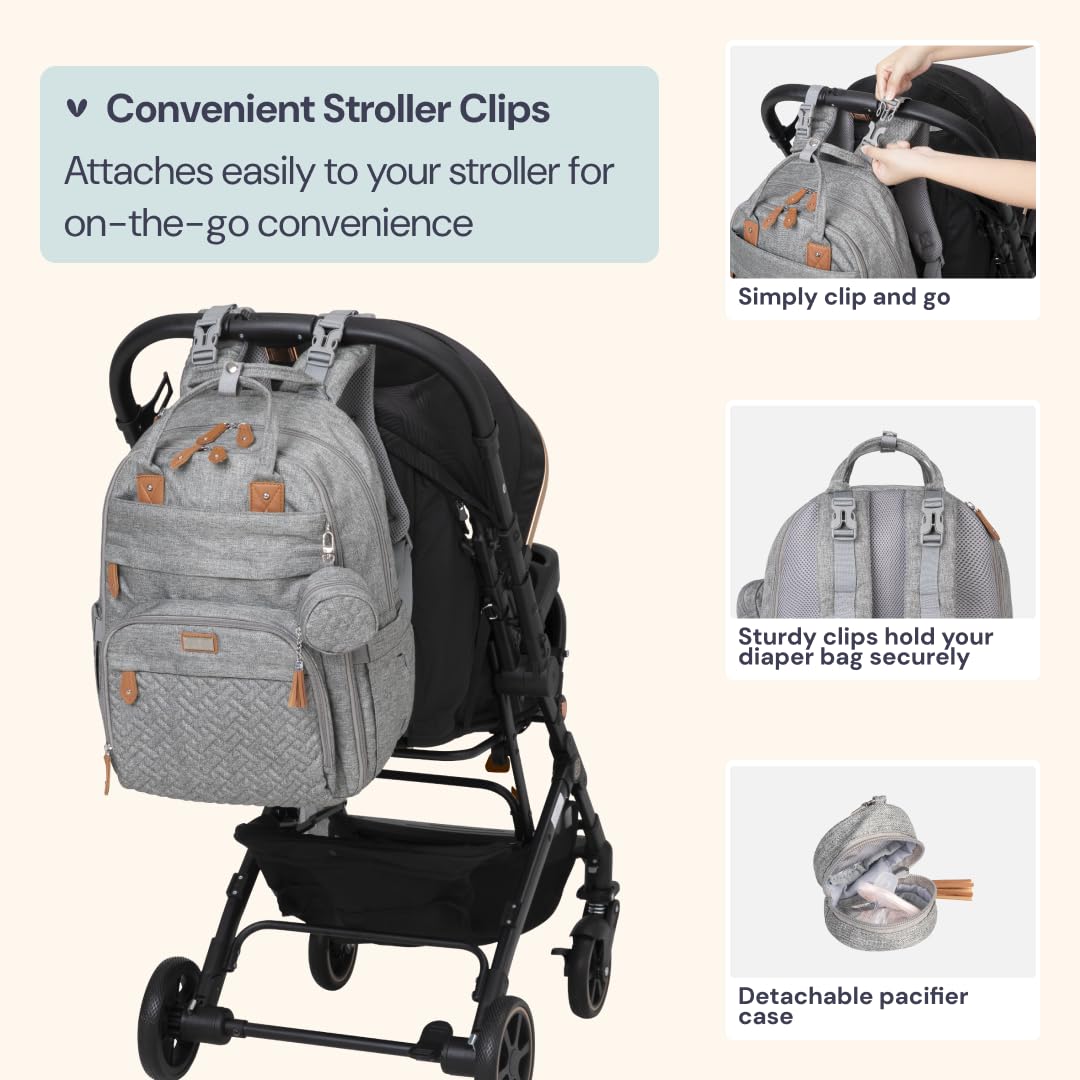 Extra Large Diaper Bag Backpack, Expandable Baby Bag with Up to 50% More Capacity - Travel Essentials Baby Bag Tote with Changing Pad, Stroller Straps & Pacifier Case - Unisex, Black