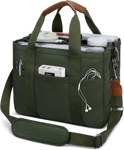 Canvas Tote Bag for Women with Zipper and Compartments Crossbody Large Bible Messenger Purse Bag With Pockets
